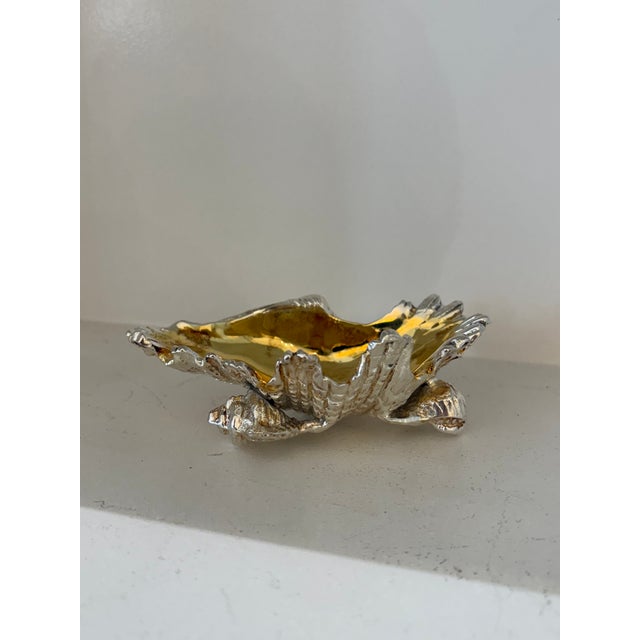 French Late 20th Century French Silver and Gold Tone Shell Dish For Sale - Image 3 of 5