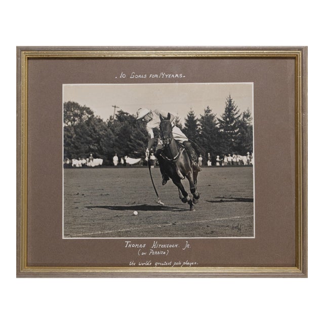 Thomas Hitchcock, Jr (On Perdita) the World's Greatest Polo Player 10 Goals for 14 Years C1930s B&w Photo For Sale