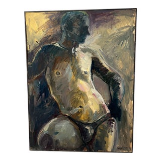 Vintage Midcentury Male Nude Painting Richard Bilitis For Sale