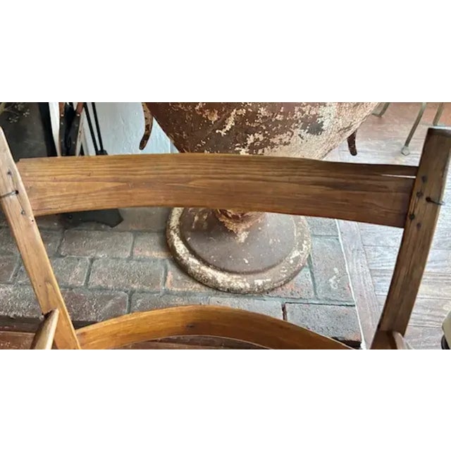 Late 19th Century Antique Primitive Bentwood Arm Ladder Back Chair With Original Woven Splint Seat For Sale - Image 5 of 10
