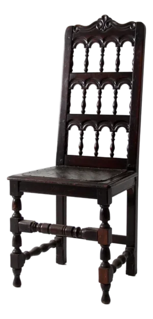 Antique Victorian Spindle Back Chair With Leather Seat