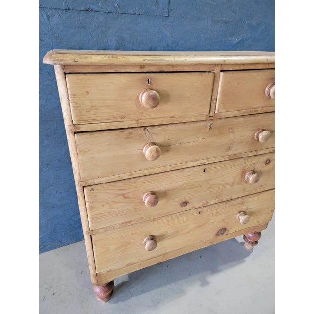 Antique Pine Two Over Three Chest of Drawers From England For Sale - Image 4 of 12