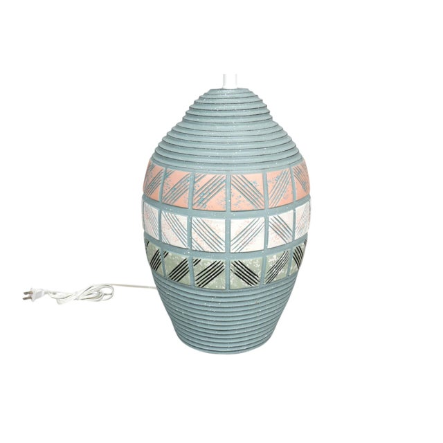 Teal Mid 20th Century Postmodern Ceramic Table Lamp For Sale - Image 8 of 8