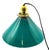 1920 industrial pendant lamp features a striking large 10" cone-shaped shade in emerald green glass. The upper fixture is...