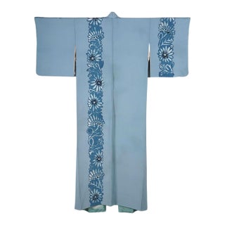 Elegant Vintage Japanese Silk Kimono with Shibori Band Design For Sale