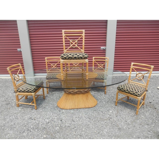 Coastal Vintage 1980's McGuire Target Back Dining Set For Sale - Image 3 of 18