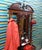 1920s Antique Art Nouveau Mahogany Wardrobe with Beveled Mirror, Chest of Drawers, and Umbrella Stand, 1920s For Sale - Image 5 of 18