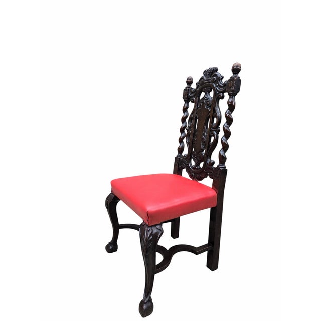 Brown Antique Jacobean Revival Style Barley Twist Desk With Chair For Sale - Image 8 of 12