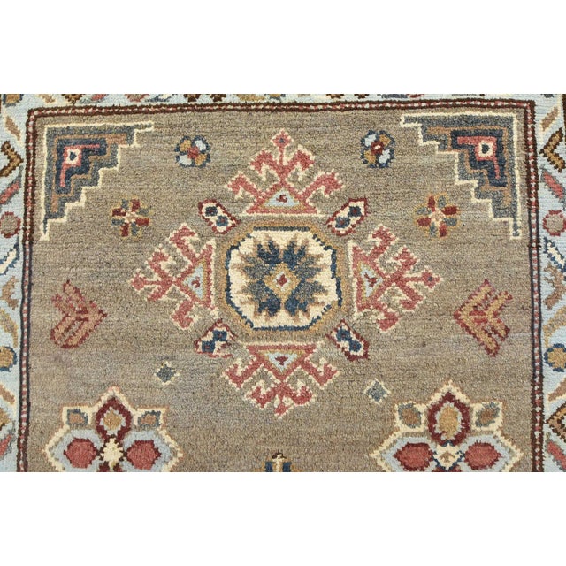 Brown Kazak Rug 2’11” X 4’11” Brown Wool Tribal Hand-Knotted Oriental Carpet For Sale - Image 8 of 12