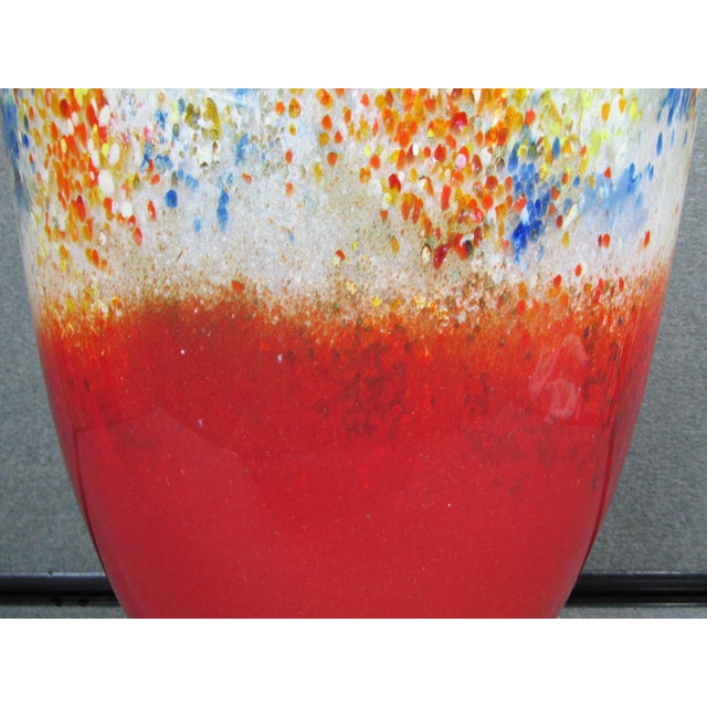 Contemporary Large Glass Nuvo Lithuanian Art Glass Vase in Red Multicolor Confetti Finish For Sale - Image 3 of 10