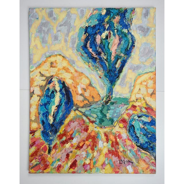Contemporary Abstract Blue Trees Landscape Painting For Sale In Seattle - Image 6 of 8