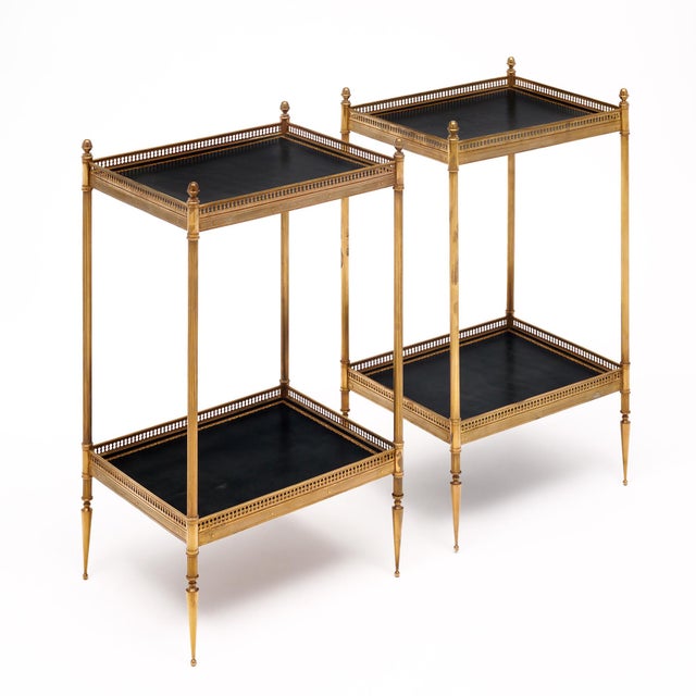 Pair of side tables by iconic Parisian design power house Maison Bagues. From the Art Deco period in France, this pair is...