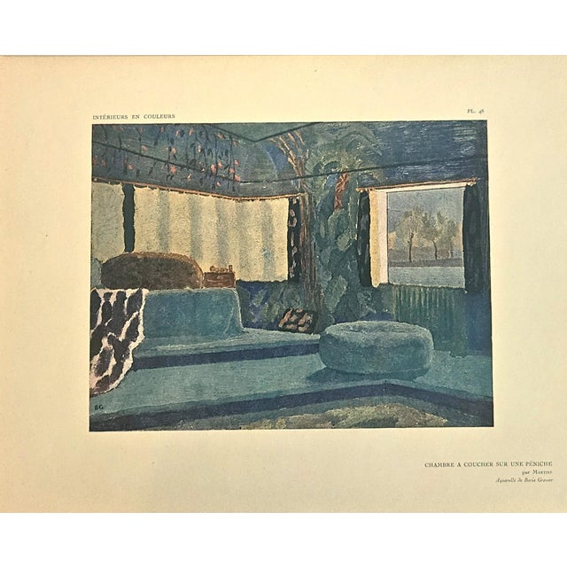 Art Deco 1925 Set of 2 Art Deco Interior Design Lithographs, Documentation For Sale - Image 3 of 4