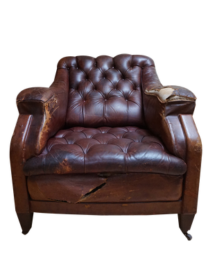 Gentlemans Armchair in Distressed Leather, 1840s