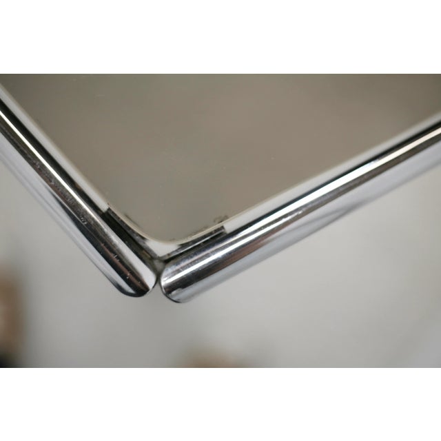 Table in Chromed Metal with Curved Smoked Glass Slab Top, France, 1970s For Sale - Image 13 of 18