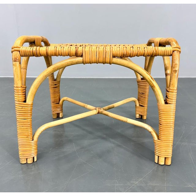 Gold Mid-Century Modern Czechoslovakian Rattan Stool, 1970s For Sale - Image 8 of 11