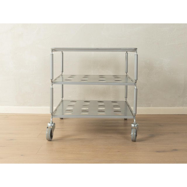 Timeless tunsta serving trolley by niels gammelgaard for ikea, 1999. Stainless steel frame on plastic casters with three...