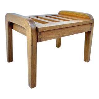 Vintage Mid-Century Modern Wood Footstool Ottoman For Sale