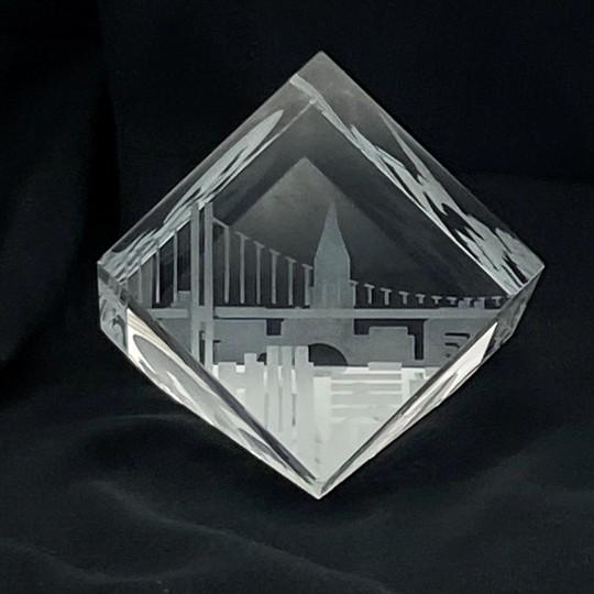 Steuben Glass Prism Paperweight New York City Skyline (City Block) Signed No. 8156, Etched Art Glass (Vintage 1990s) For Sale - Image 9 of 15