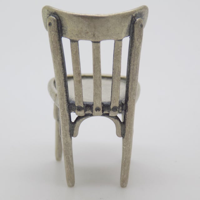Vintage Italian Handmade Silver 800 Kitchen Chair Dollhouse Miniature, Arezzo, 1980s For Sale - Image 6 of 11