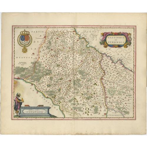 Antique Hand-Colored Map of Gâtinais & Sénonais from Blaeu, France, 1642 For Sale - Image 10 of 10