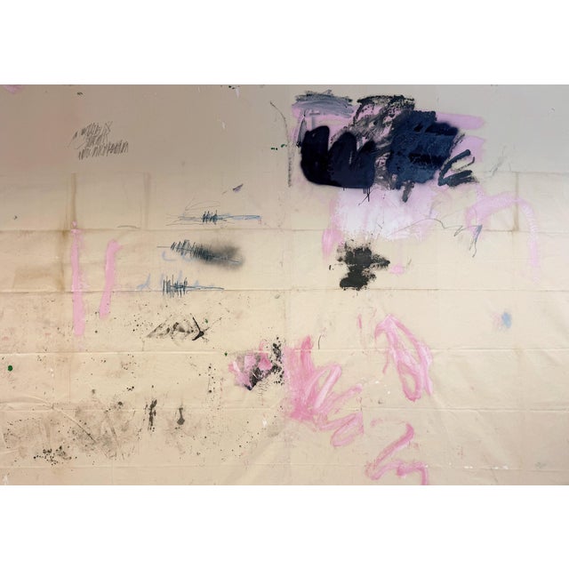 Contemporary Abstract Acrylics, Oil, Spray Paint on Vintage Linen "All the Rooms We Left Unfinished" by Manuela Karin Knaut For Sale - Image 11 of 11
