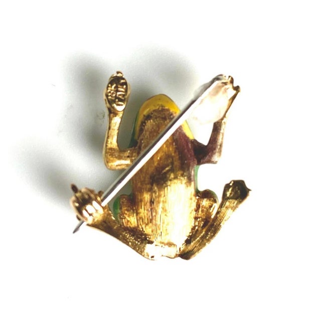 2000 - 2009 18k Yellow Gold Vintage 3d Frog Brooch With Green Spotted Enamel Details Status:Published - Marketplace For Sale - Image 5 of 5