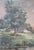 European original oil on canvas depicting serene landscape with a river flowing through trees and what looks like a...