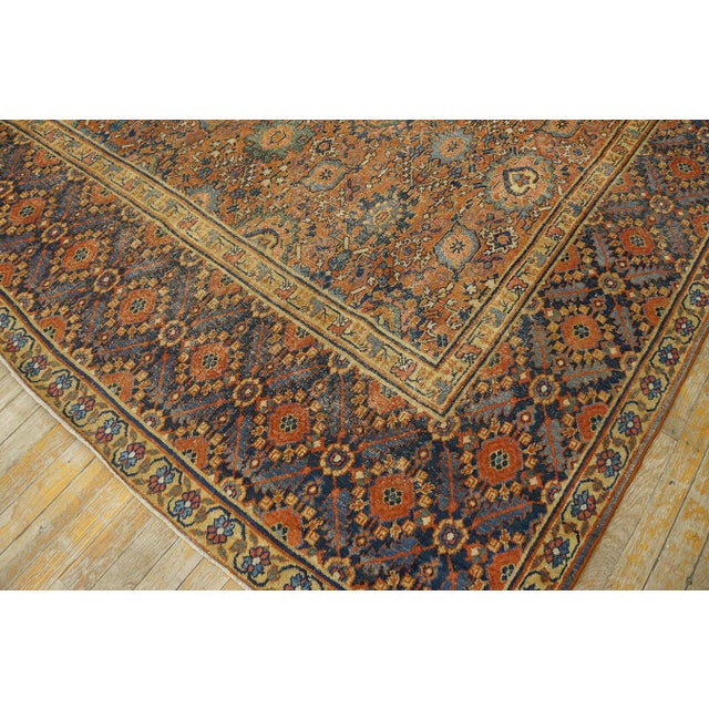 Textile 1750s Salmon Harshang Antique n.e. Persian Khorassan Rug 7'6'' X 16 Handknotted Wool Carpet For Sale - Image 7 of 8