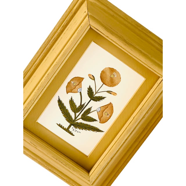 Contemporary Hand-Painted Jaipuri Brown and Green Floral Motif Painting in Hand-Painted Frame For Sale - Image 3 of 4