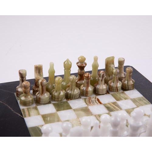 Marble Chess Game in Blue Velvet Box, 1900s For Sale - Image 10 of 14