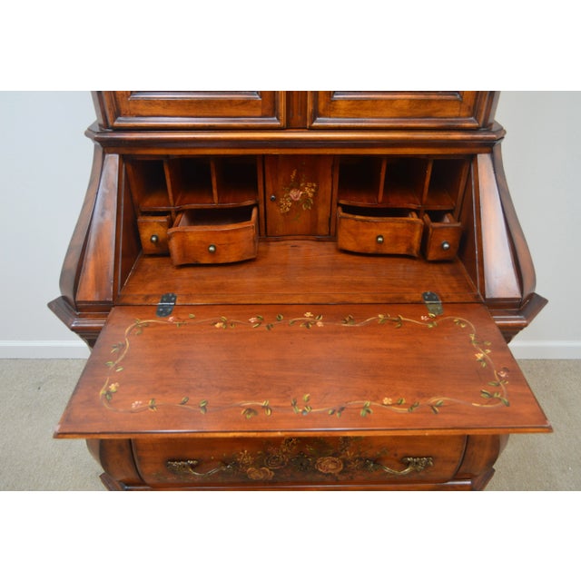 Brown Ethan Allen Tuscany Bombe Cherry Secretary Desk For Sale - Image 8 of 13