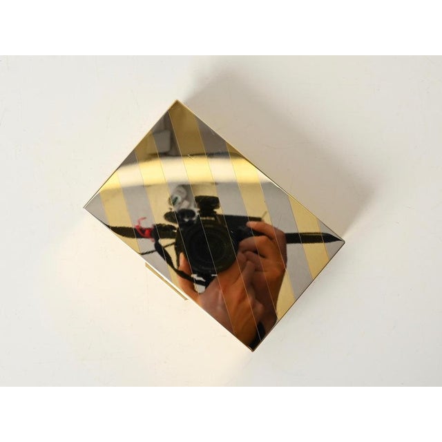 Mid-Century Gilt Brass and Chrome Decorative Jewelry Box from Dior, Italy, 1970s For Sale - Image 6 of 17