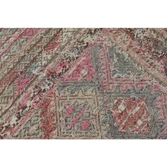 Turkish Vintage Kilim Rug With Colors of Tan and Pinks For Sale - Image 9 of 9