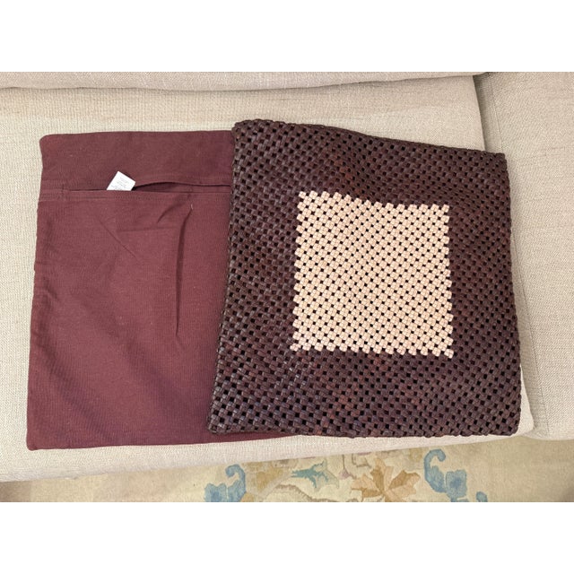 Williams-Sonoma Woven Leather Pillow Covers, Pair For Sale - Image 9 of 12