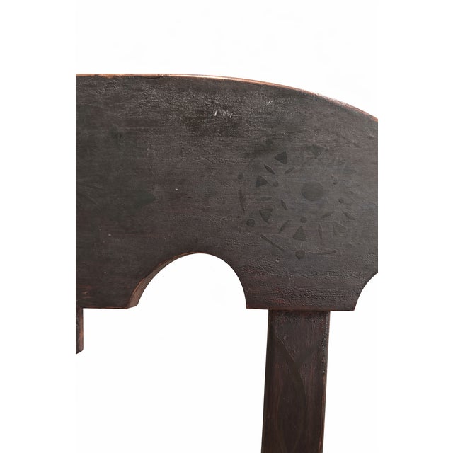 Chocolate Antique Hand-Caned Side Chair With Original Crackled Lacquer and Ghosted Decorative Motifs, Circa 1820–1840 For Sale - Image 8 of 18