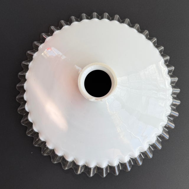 1930s French White Opaline Glass “Frill” Pendant Light, 1930s For Sale - Image 5 of 7