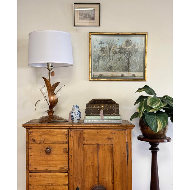 Vintage Gilt Tole Metal Floral Table Lamp For Sale - Image 11 of 11