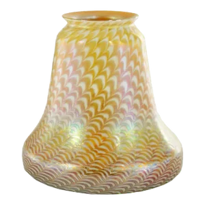 American Fostoria Art Glass Zipper Pattern on Gold Lamp Shade