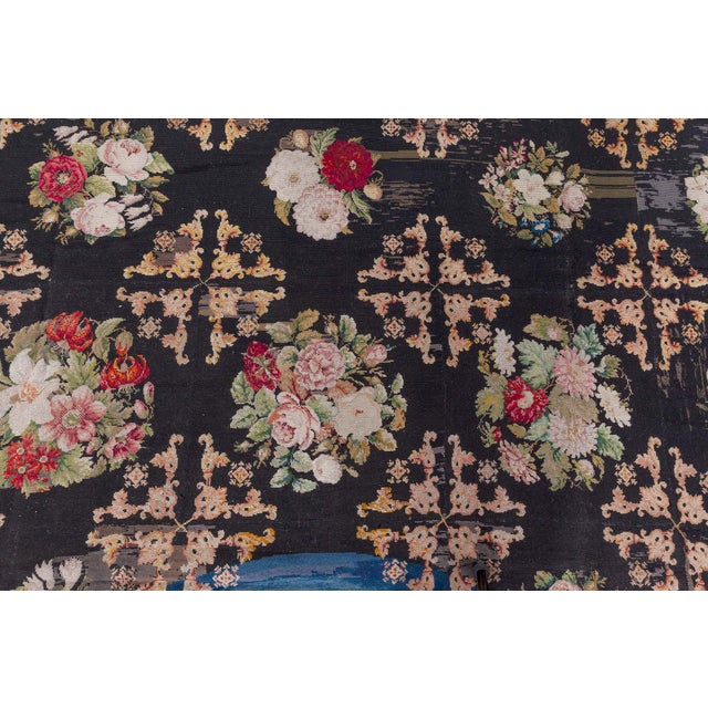 Antique European Needlepoint Rug For Sale - Image 4 of 5