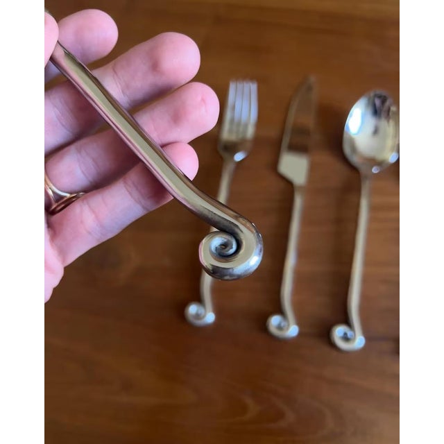 Spiral Stainless Steel Cutlery Service, 2010s, Set of 30 For Sale - Image 4 of 6