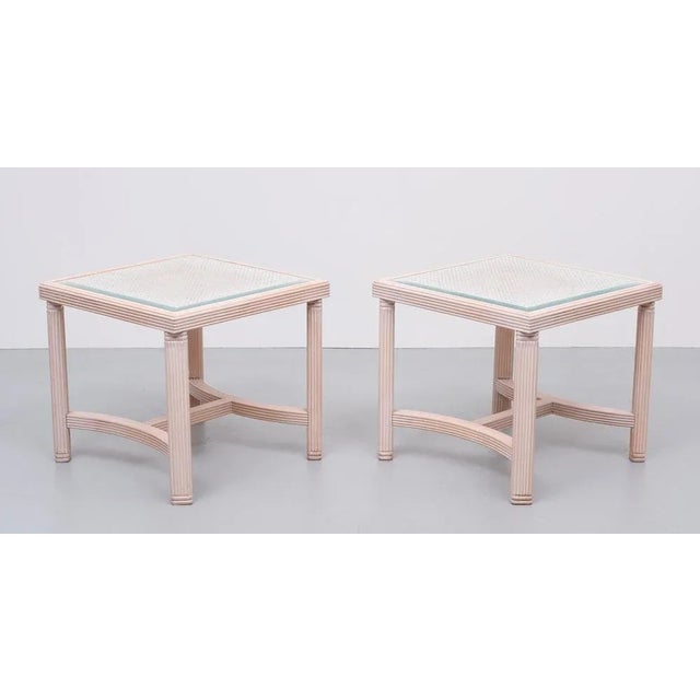 Pink Vintage Wicker Side Tables, France, 1970s, Set of 2 For Sale - Image 8 of 8