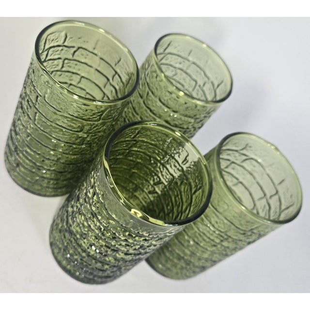 Glass Vintage Avocado Brick Tumblers- Set of Four For Sale - Image 7 of 13