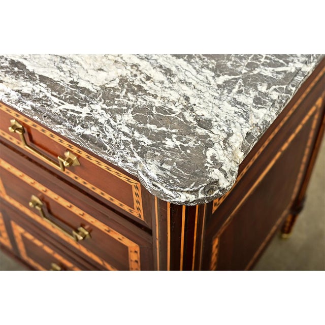 French 18th Century Louis XVI Style Inlay Mahogany Commode For Sale - Image 11 of 15