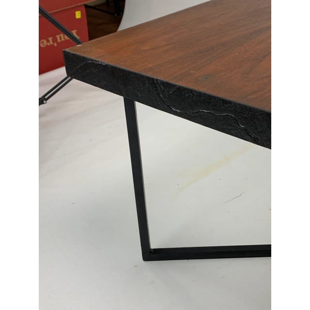 Mid-Century Modern 1960s Mid-Century Modern Teak and Iron X Base Side Table For Sale - Image 3 of 9