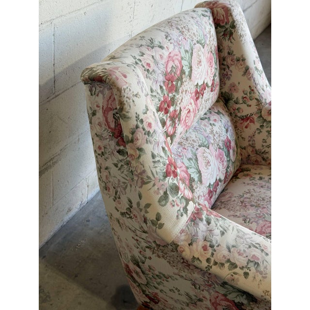 Floral Upholstered Lounge Chair Danish Mid-Century Modern 1970s For Sale - Image 10 of 11