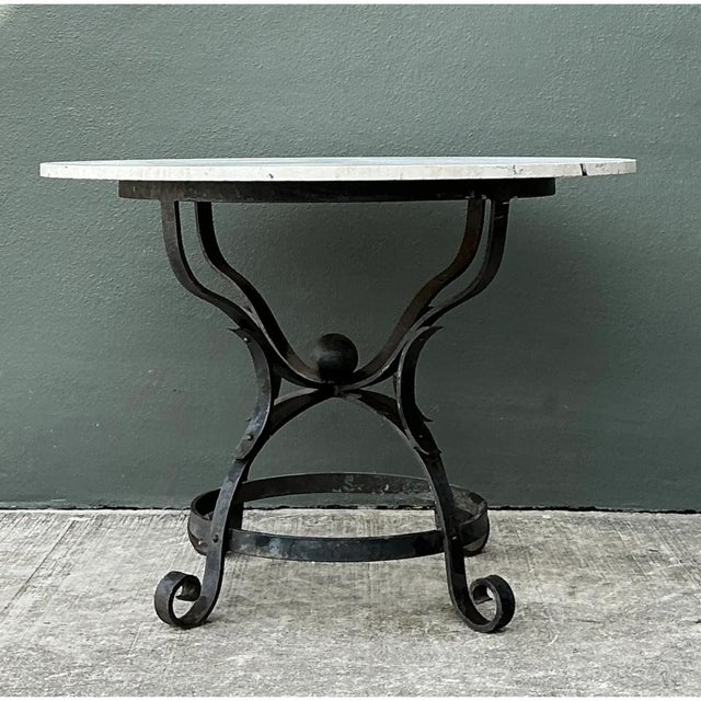 Vintage Wrought Iron Dining Table With Stone Top For Sale - Image 10 of 12