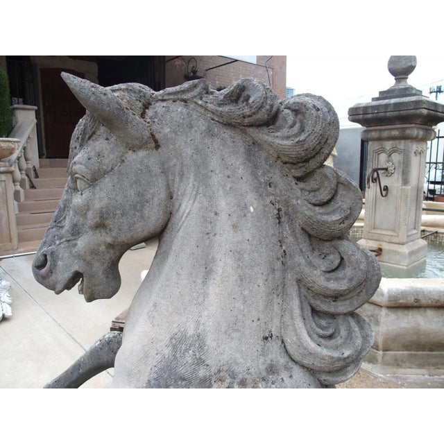 Italian A Pair of Large Carved Limestone Horses From Veneto, Italy For Sale - Image 3 of 12
