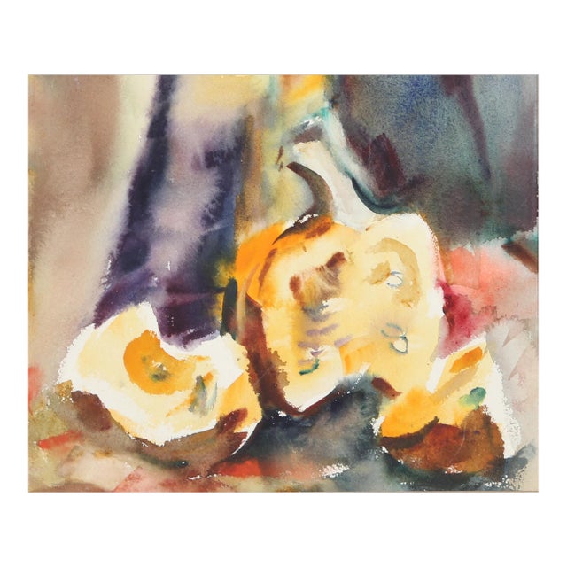 1960s "Squash Still Life P5.18" Watercolor Painting by Eve Nethercott For Sale