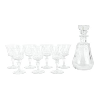 Vintage Baccarat Crystal Decanter & Glasses - Set of 8 For Sale